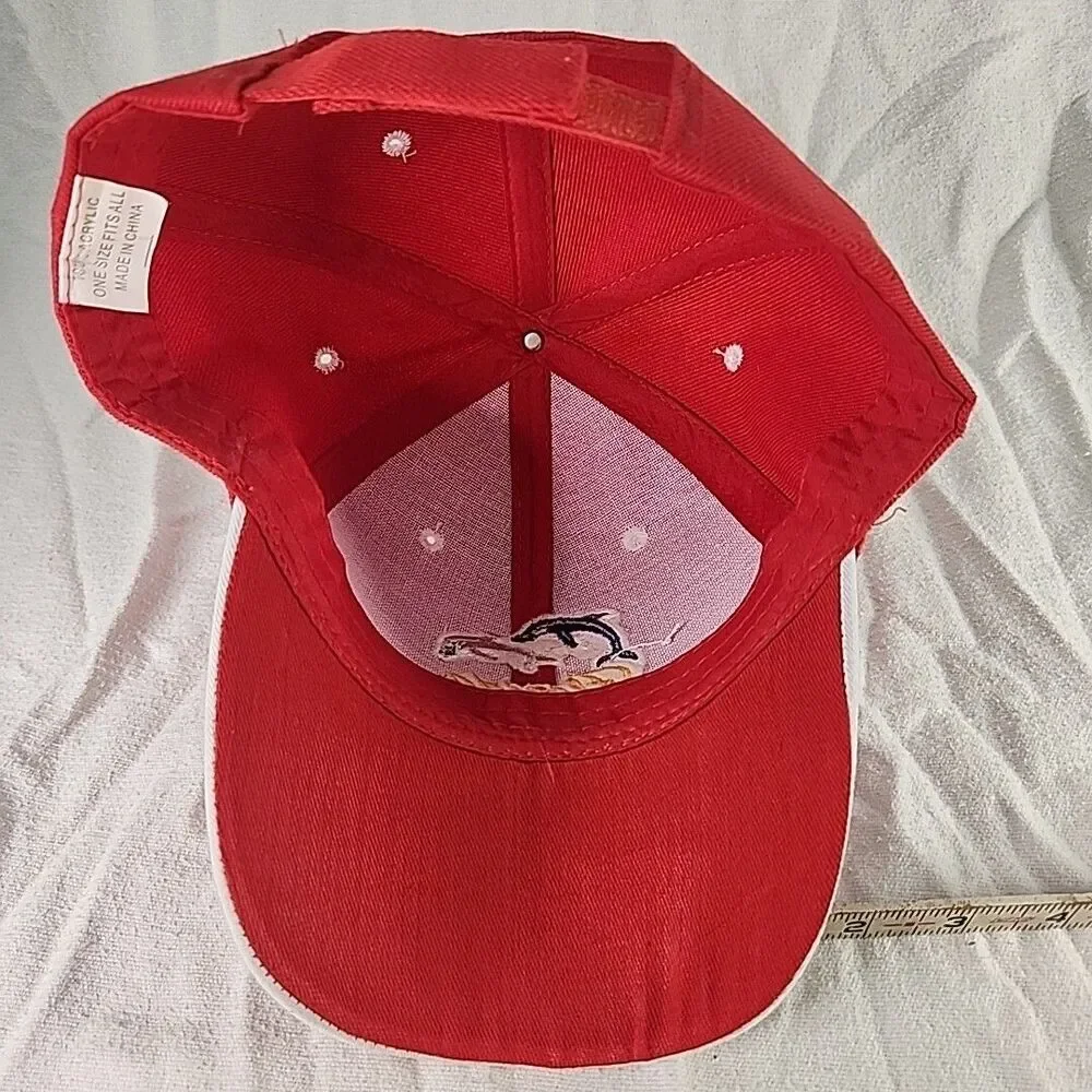 Cap Florida Red White Hat 2 Dolphins embroidered Two Tone Bill Adjustable READ